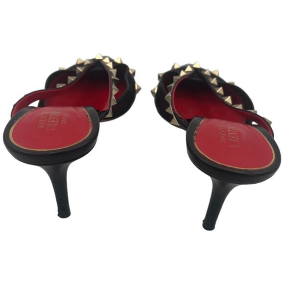 Valentino Garavani Rockstud Alcove Black Leather Pointed Toe Mules EU 39 / US 9 - Picture 4 of 8